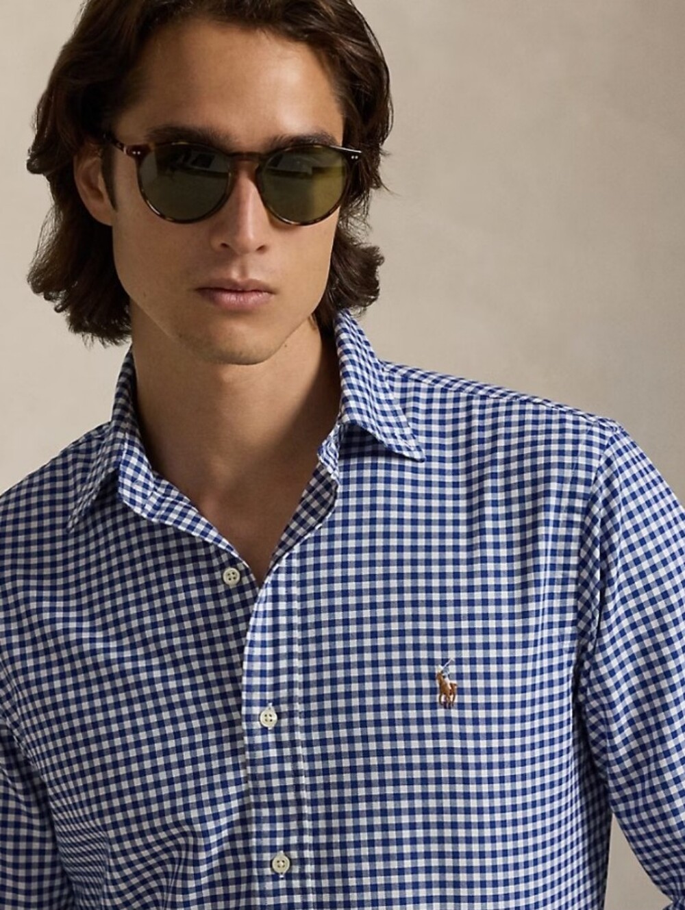 Ralph Lauren Classic Fit Gingham Oxford Shirt XLT In Royal Gingham
